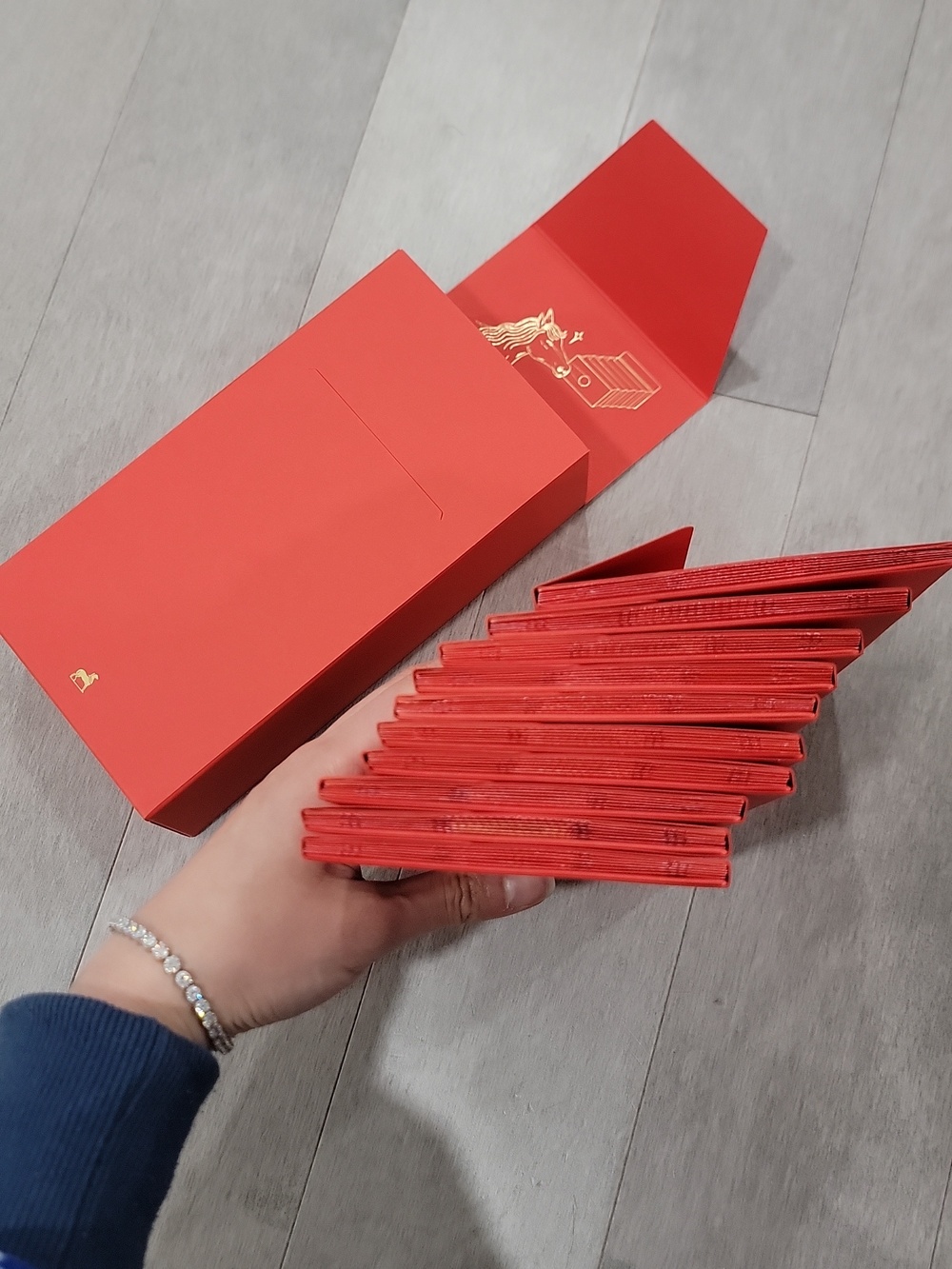 Hermes Red Envelopes with Gold Tone Accents Year of the Horse - Picture 3 of 4